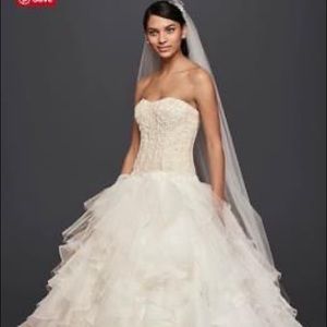 Oleg Cassini Strapless Ruffled Skirt wedding dress
